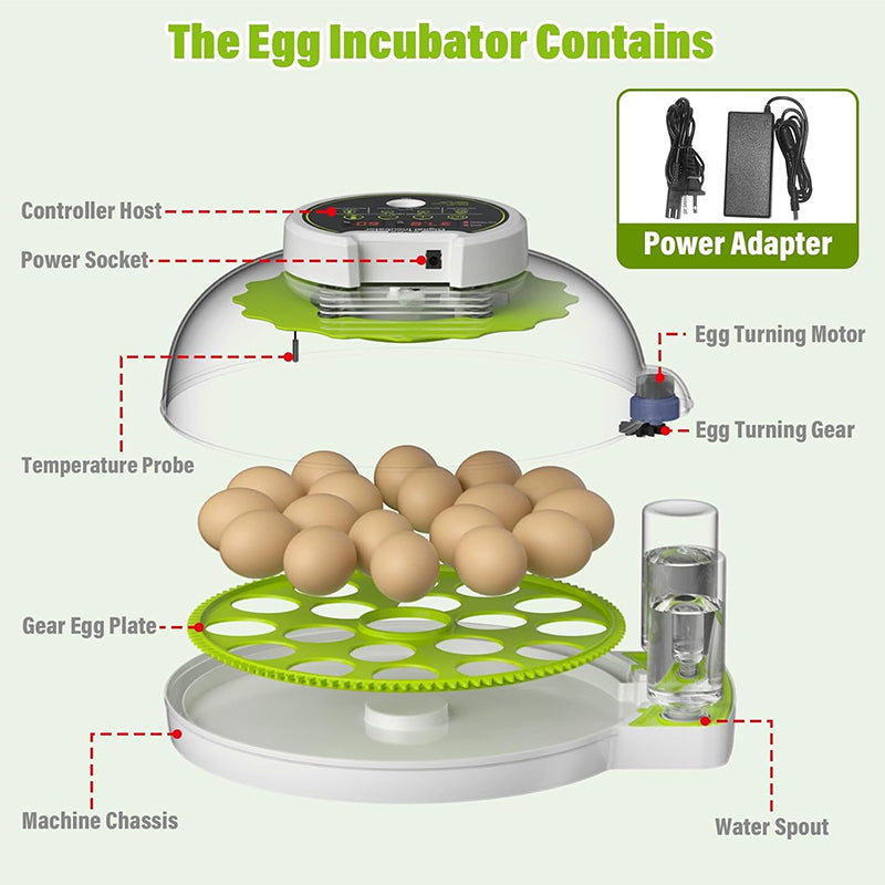 18-Piece Fully Automatic Egg Incubator