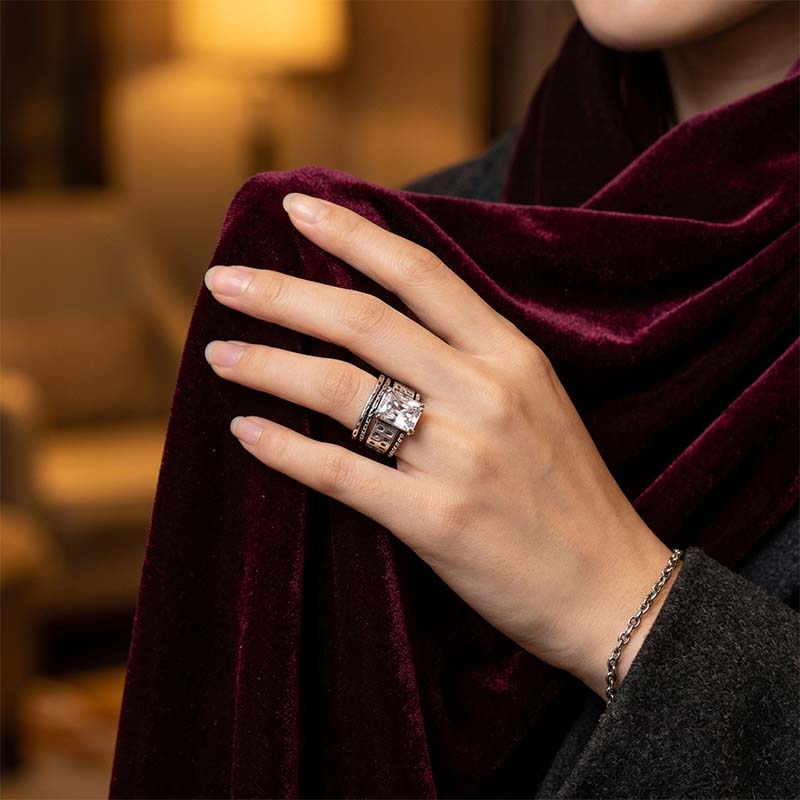 Bold Wide-Face Zircon Statement Ring