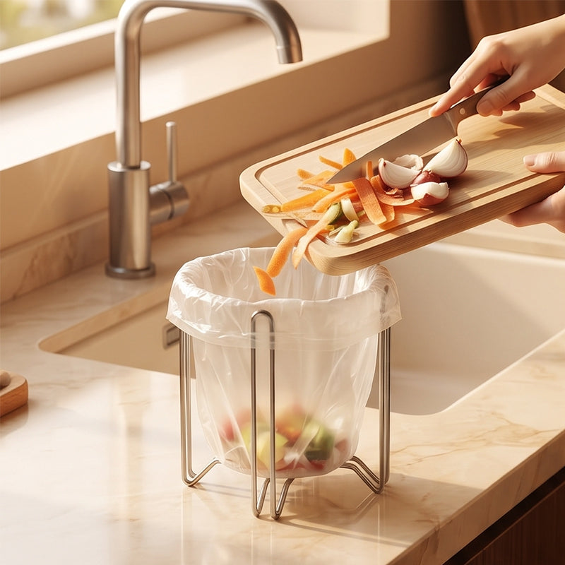 Foldable 304 Stainless Steel Trash Bag Holder