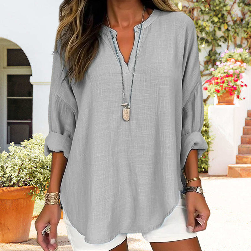 Solid Color Long Sleeve Casual Shirt Blouse