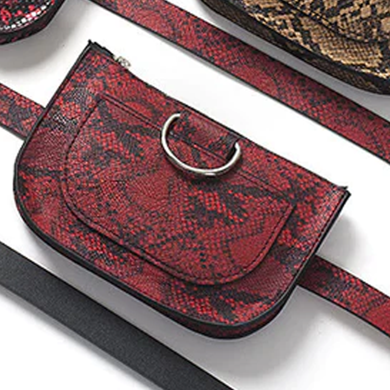 Snake Print Half Round Waist Bag