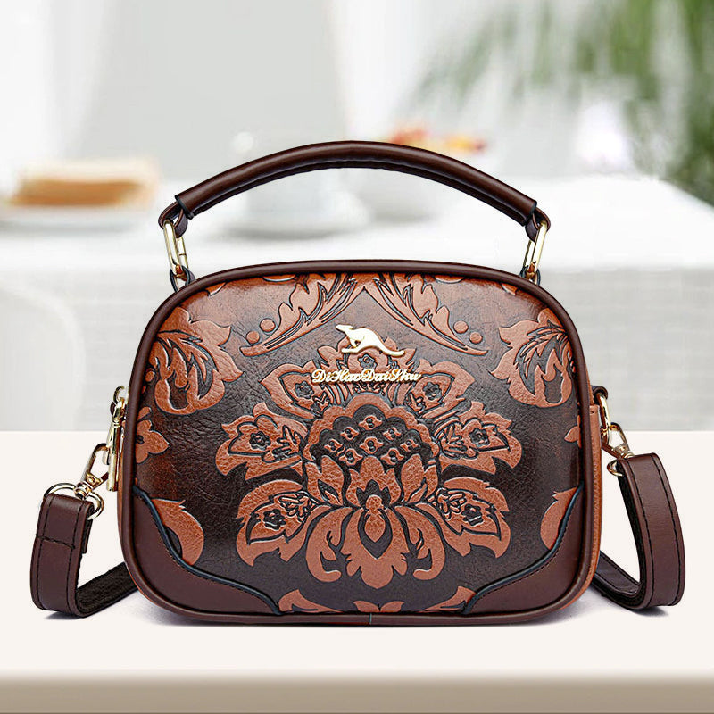 Floral Embossing Handbag For Women