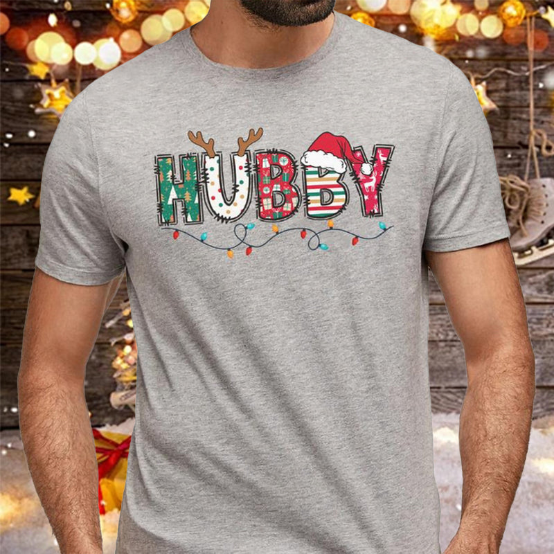 Christmas Letter 3D Print Round Neck Short Sleeve