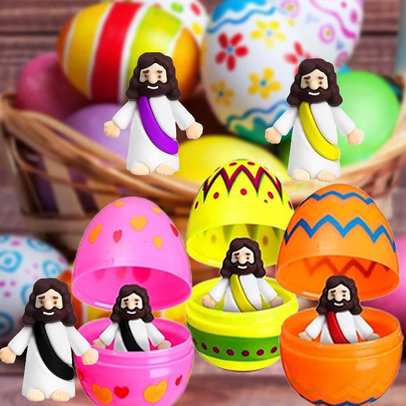 Easter Eggs with Jesus Figurine