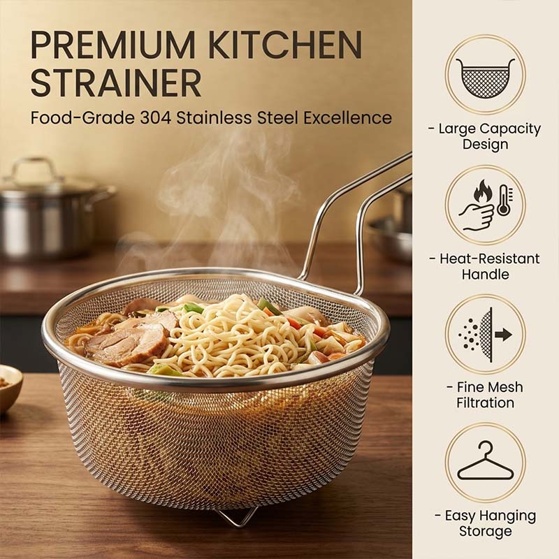 Sturdy Stainless Steel Mesh Strainer Basket