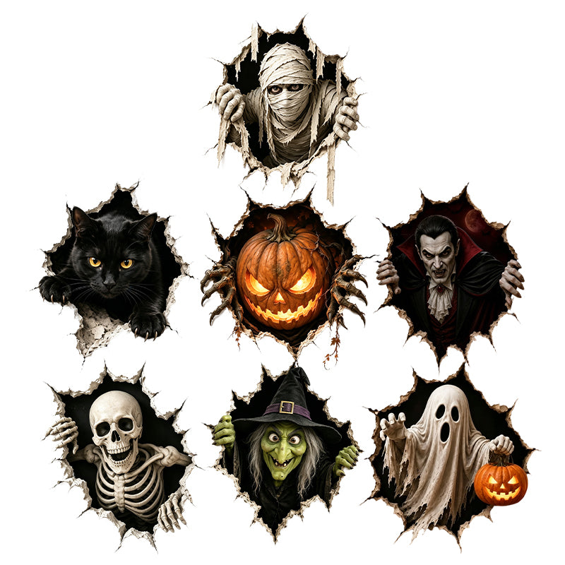 Halloween Spooky Cracked Wall 3D Decal Decoration