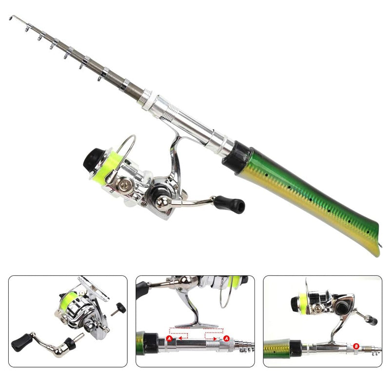 Mini Fish-shaped Portable Fishing Rod Kit