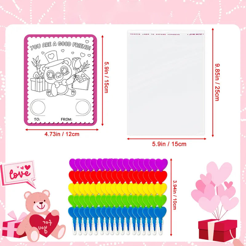 DIY Valentine’s Day Coloring Card Set