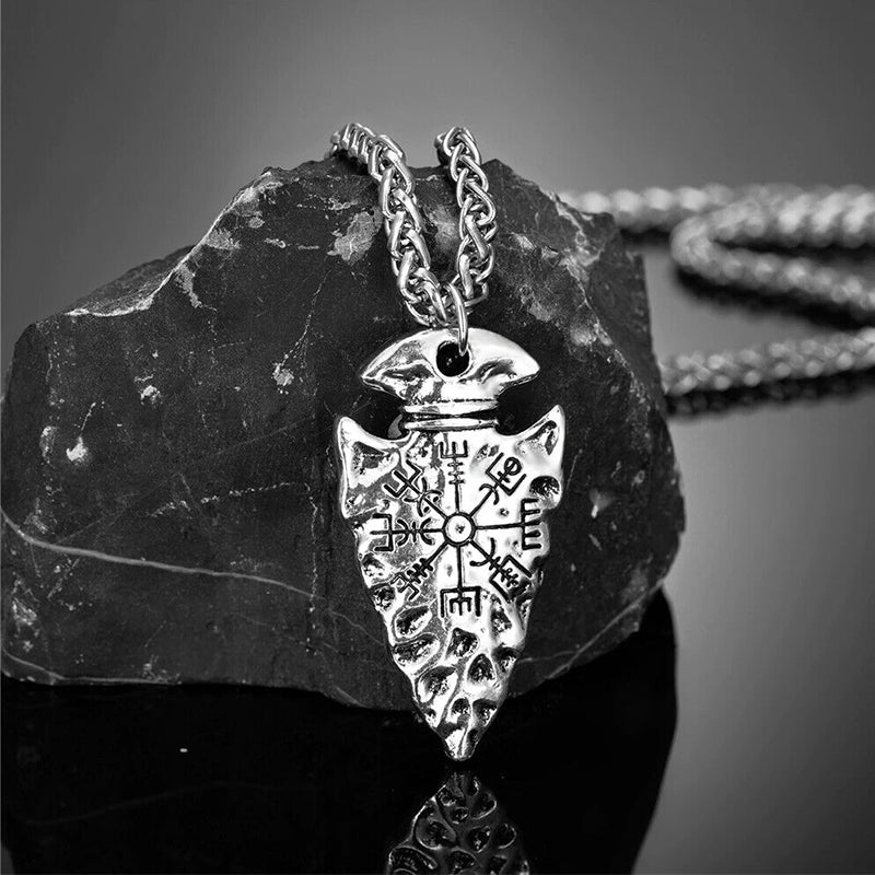 Odin's Spear Necklace with Vegvisir Symbol