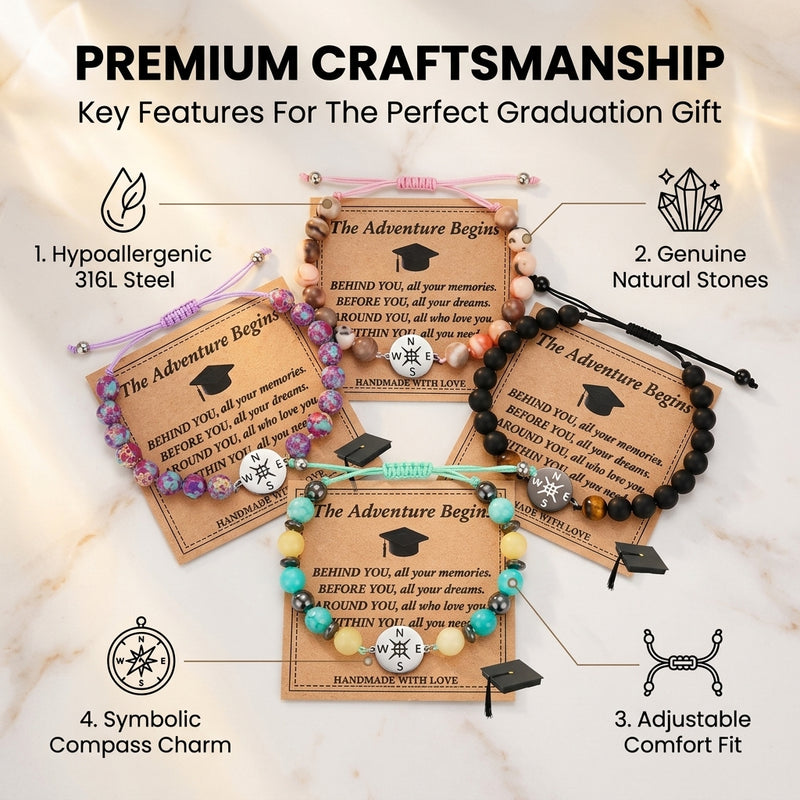 Inspirational compass bracelet graduation gift