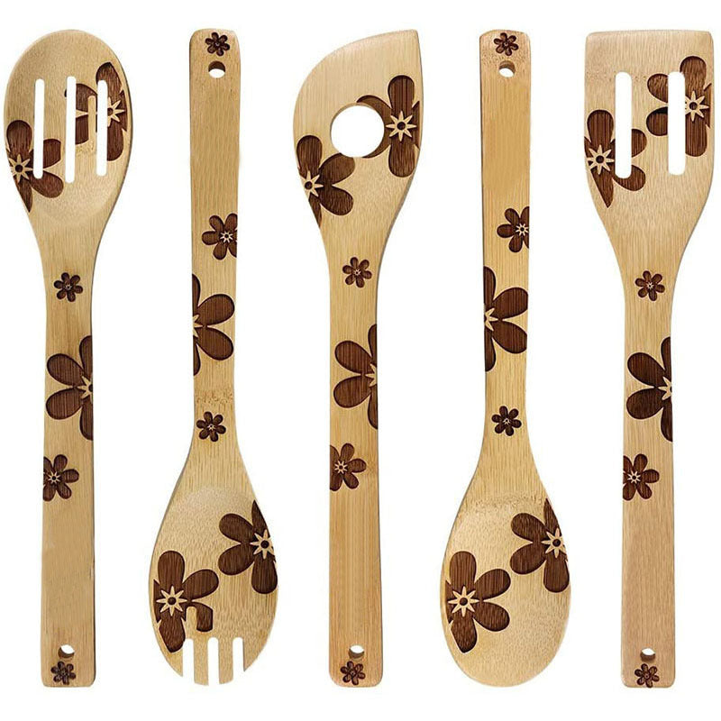 Carved Bamboo Kitchenware Set