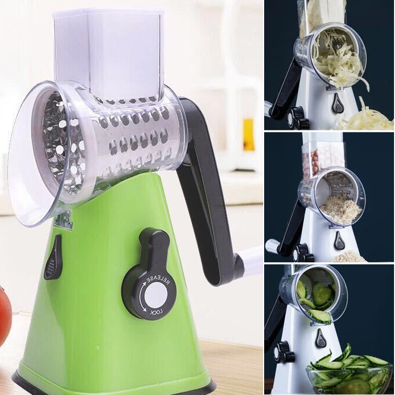 Hand cranked roller vegetable slicer