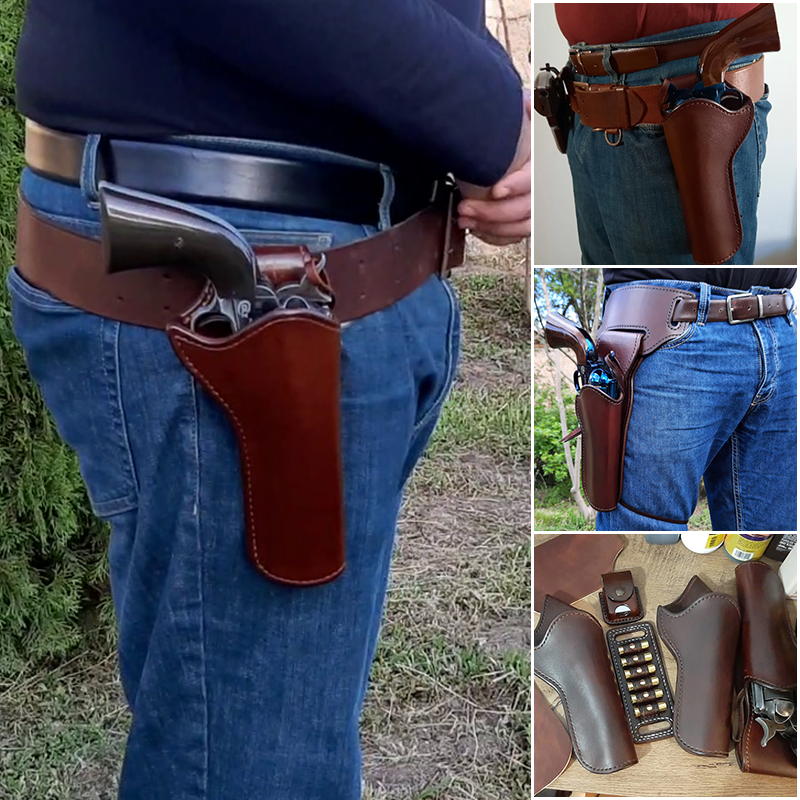 Retro Leather Holster Waist Bag with Belt Loop