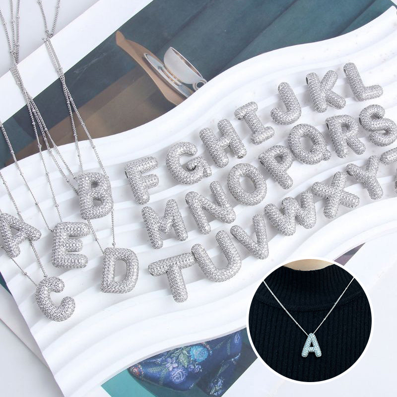 Alphabet Diamond Pendant Necklace