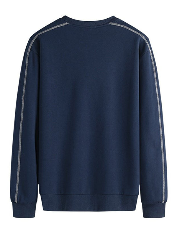 Contrast Embroidered Crew Neck Pullover Top