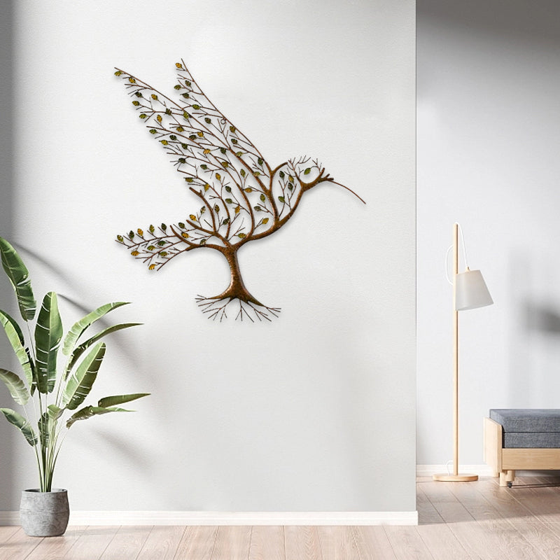 Hummingbird & Twig Metal Wall Decor