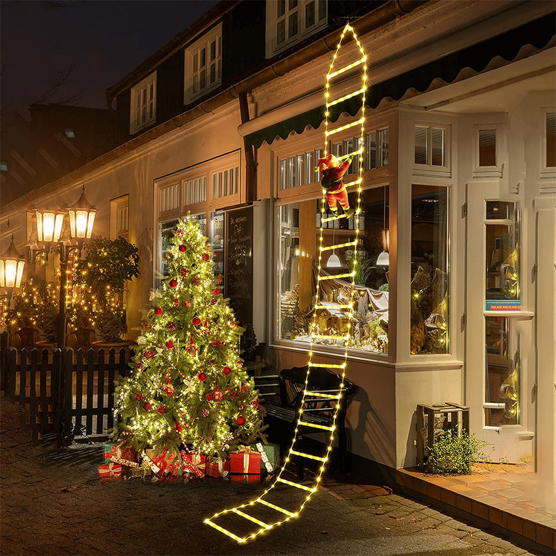 Christmas Ladder Decoration Lights With Santa Claus