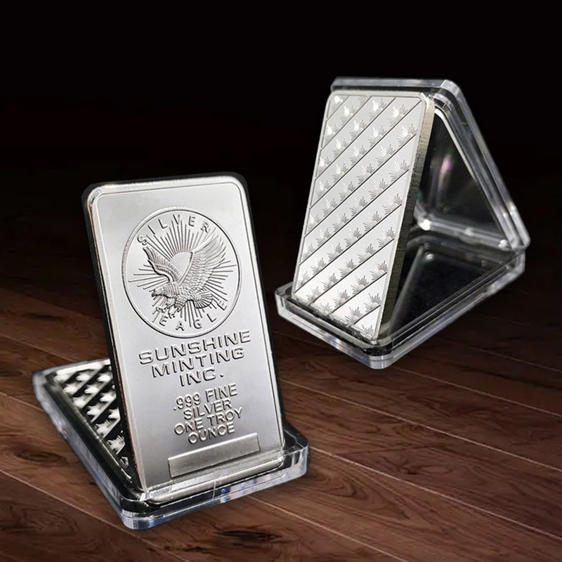 Embossed Large Eagle Square Silver Bar