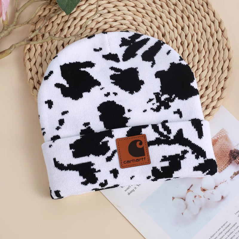 Cow pattern beanie