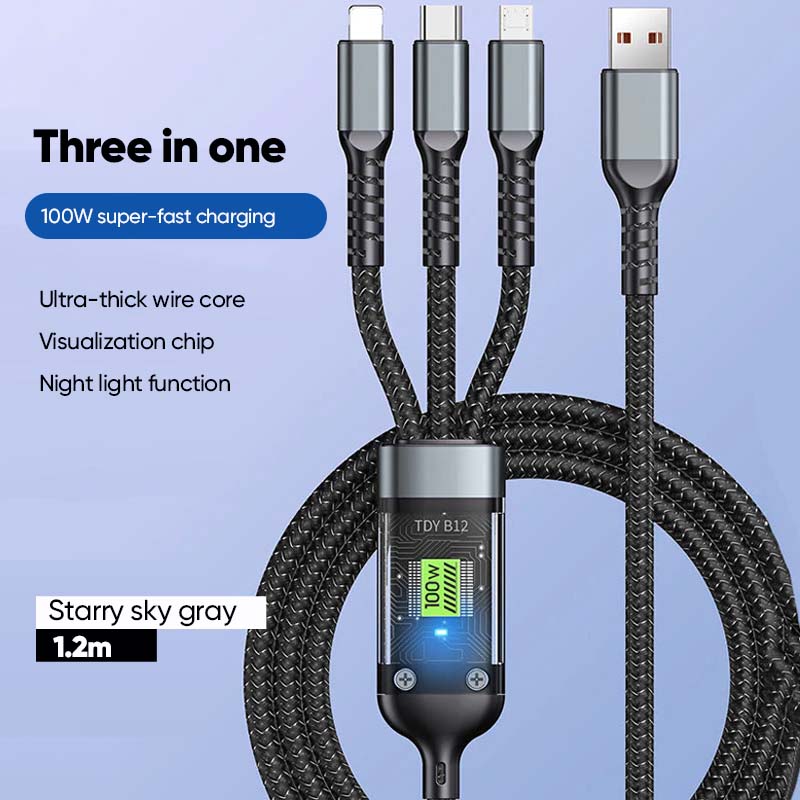 3-in-1 100 Watt Data Cable