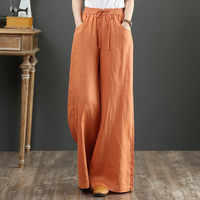 Plain High-waisted Trousers