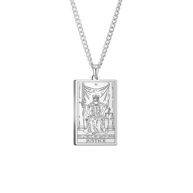 Engraved Tarot Card Chain Dual Chain Necklace