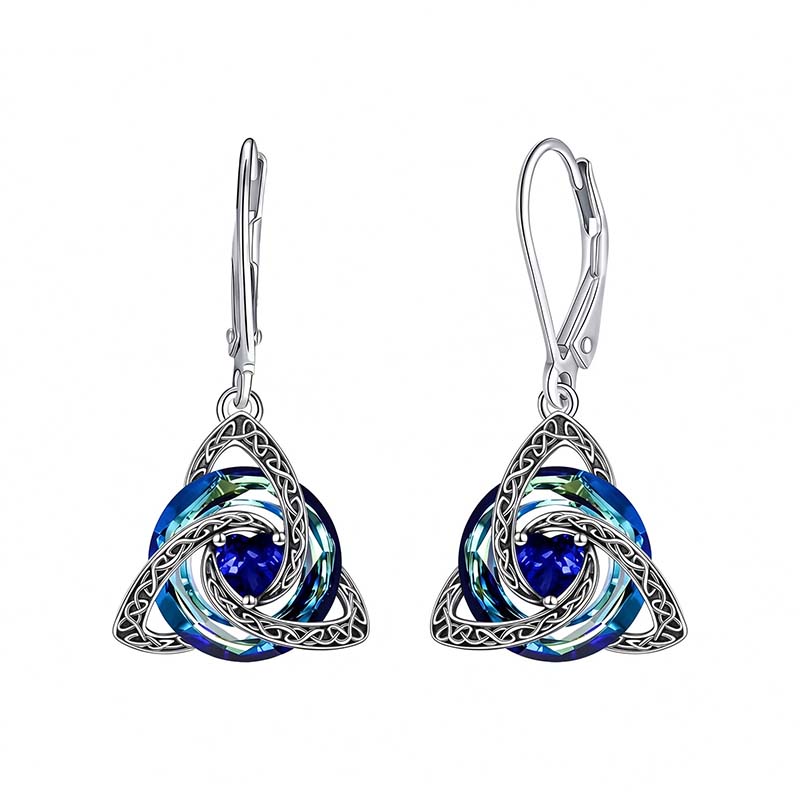 Elegant Celtic Knot Birthstone Drop Earrings