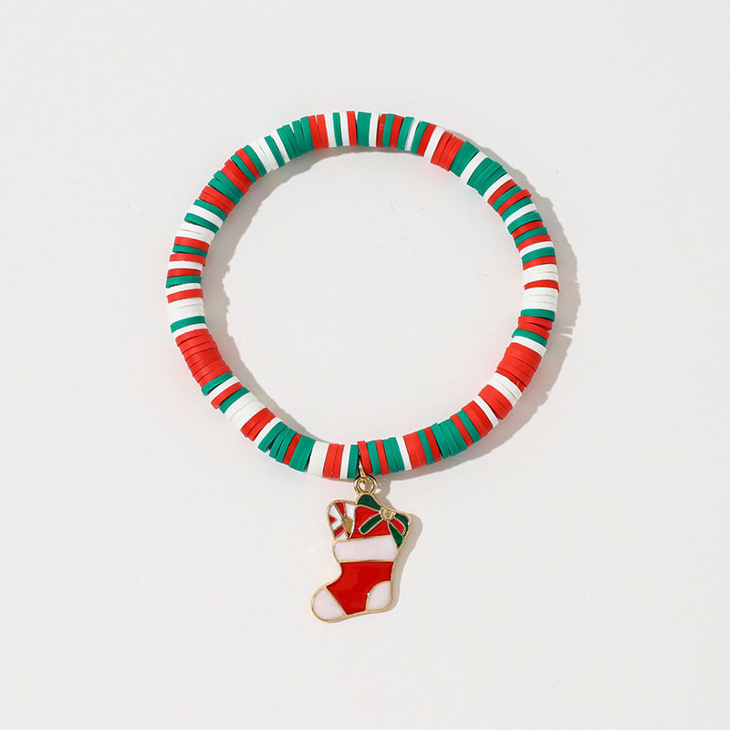 Christmas clay beaded bracelet