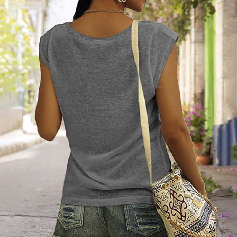 V Neck Sleeveless Regular T-shirt