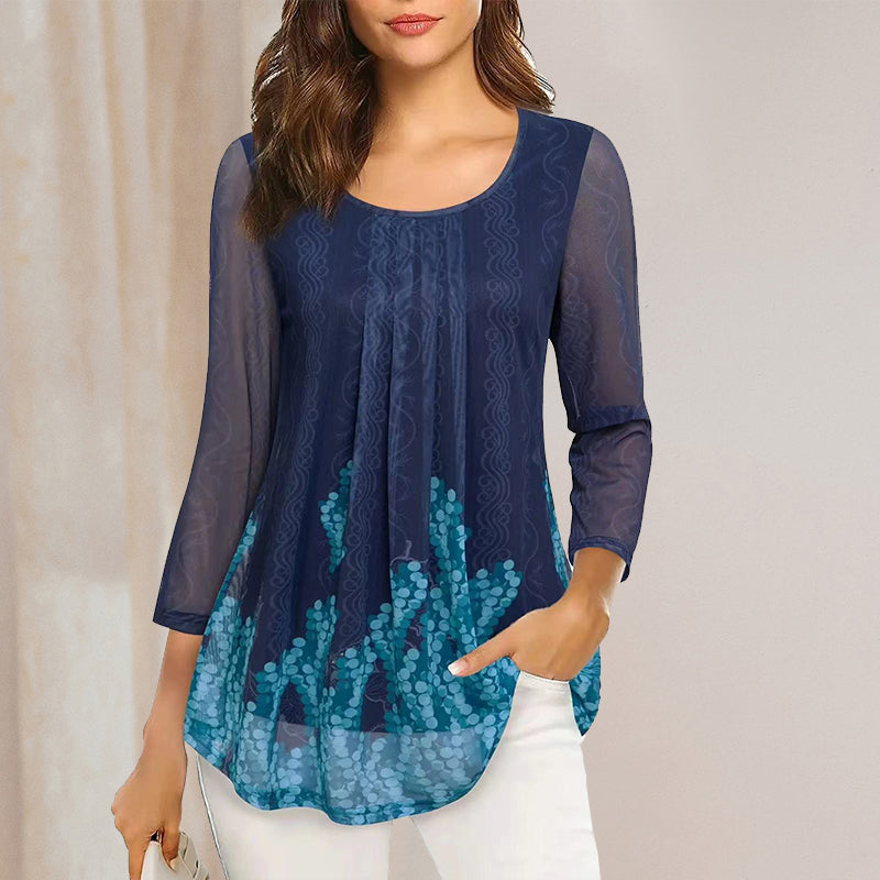 Floral Print Long Sleeve Casual Blouse