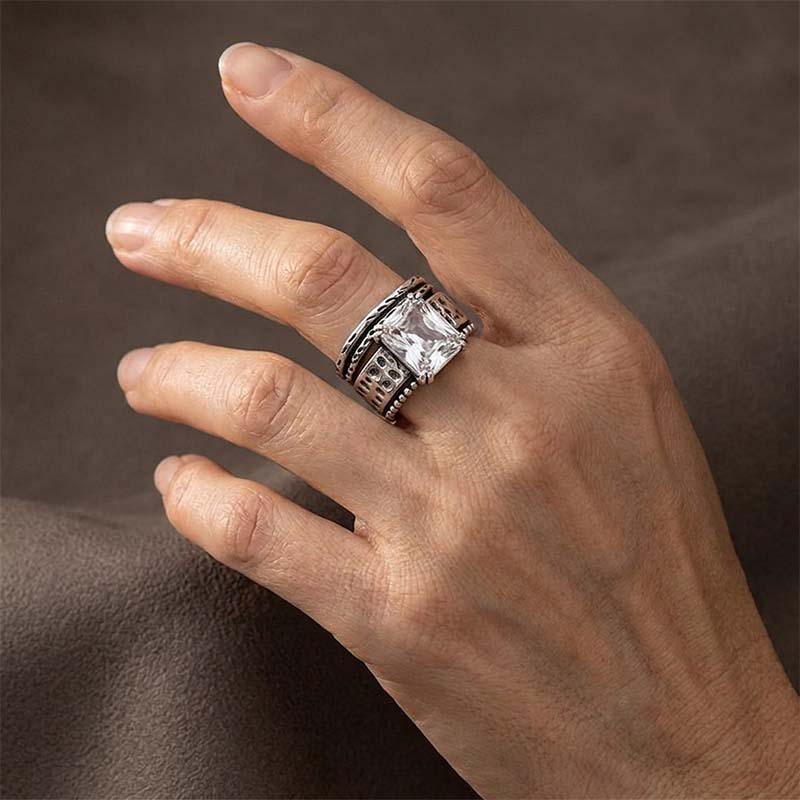 Bold Wide-Face Zircon Statement Ring