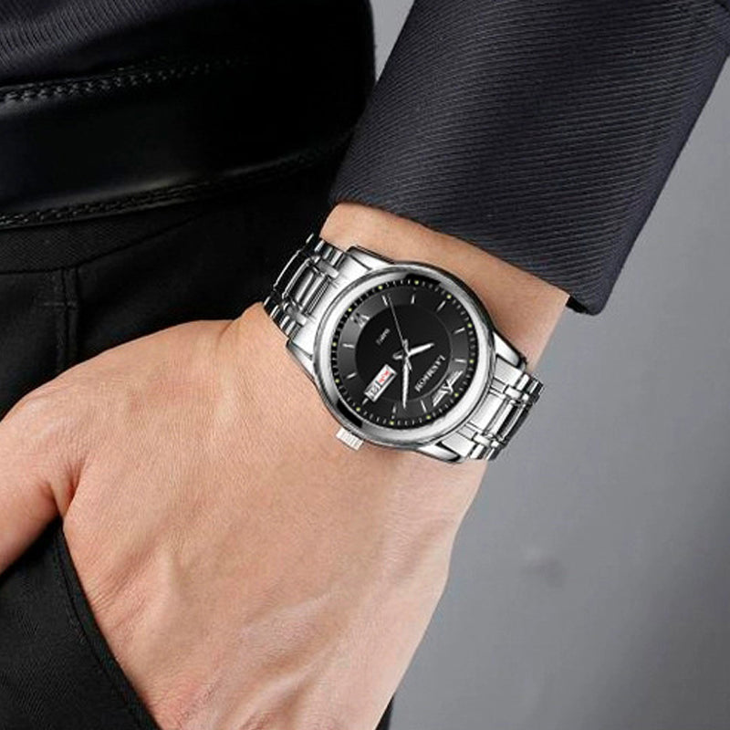 Men's Ultra-thin Waterproof Quartz Watch With Dual Calendar Window