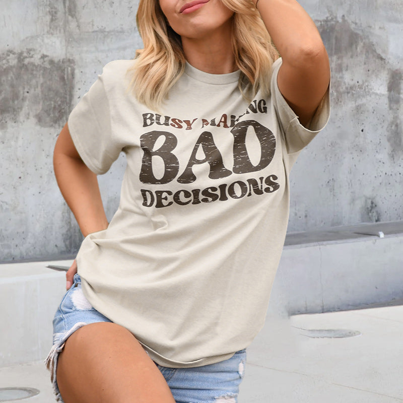 Lettering casual short-sleeved T-shirt