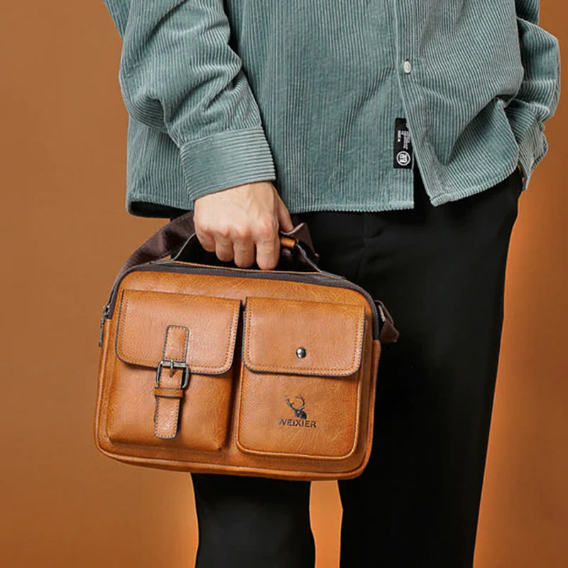 Waterproof Vintage Leather Briefcase Shoulder Bag