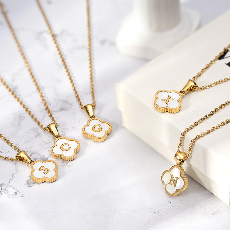 Four Leaf Clover Monogram Necklace
