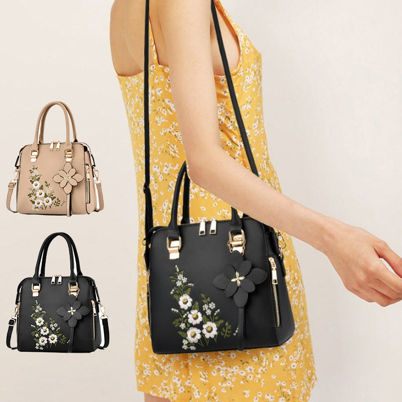 Flowers Embroidered Handbag