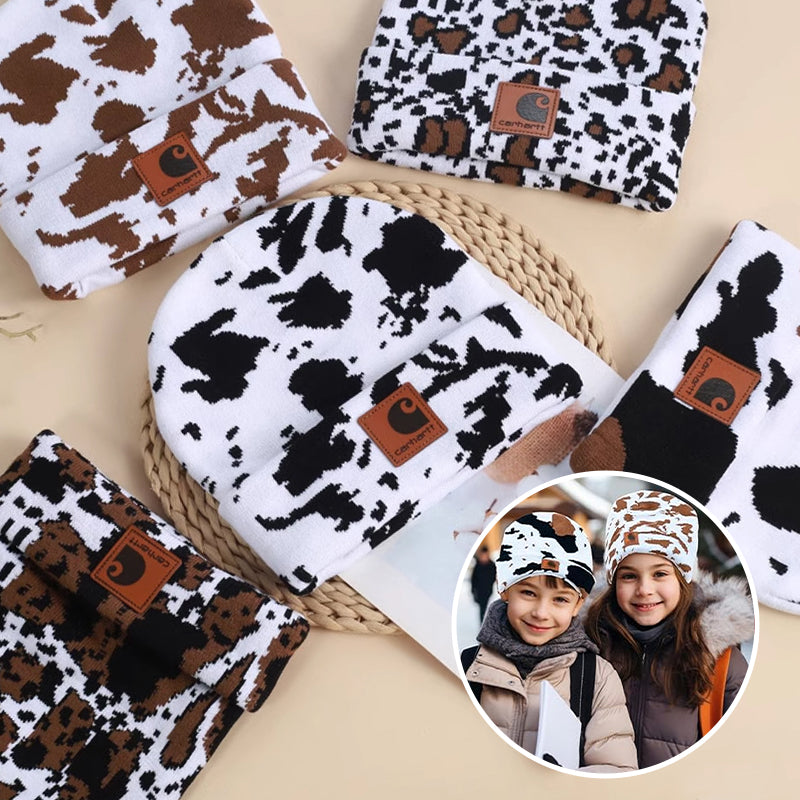 Cow pattern beanie
