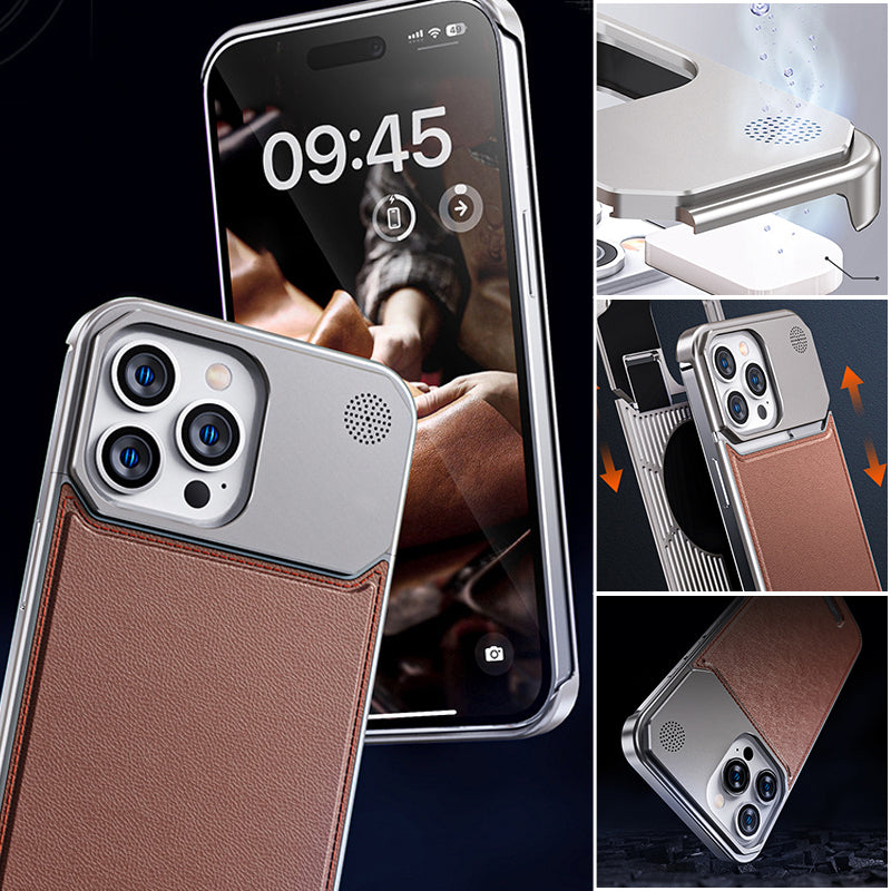 Luxury Leather Titanium Case For iPhone With Magsafe