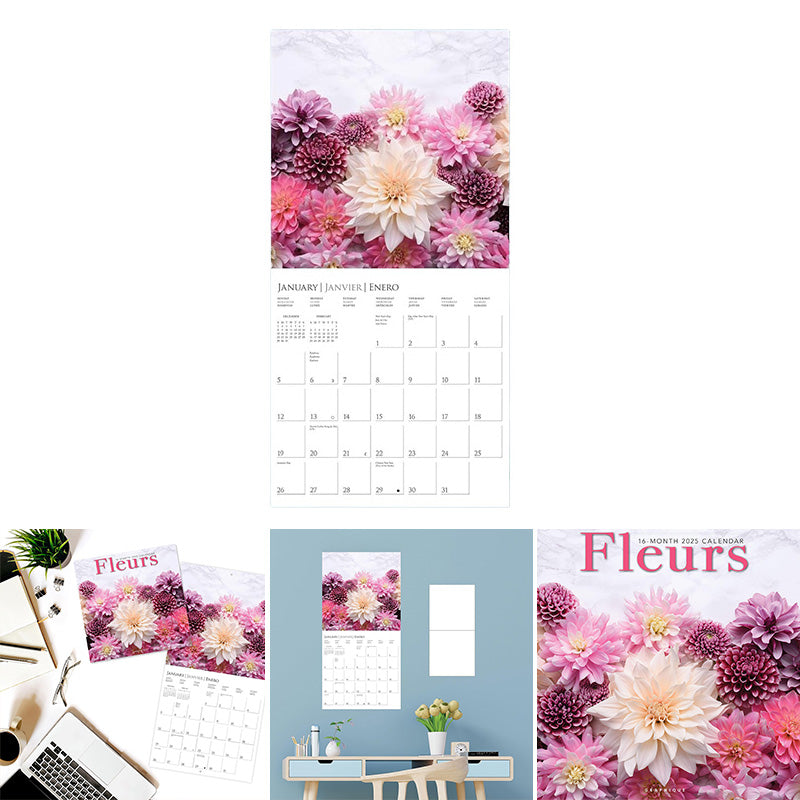 Graphique 2025 Fleurs Wall Calendar