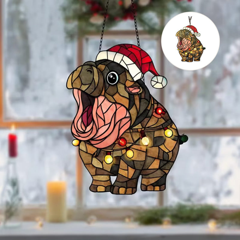 Stained glass hippopotamus ornament