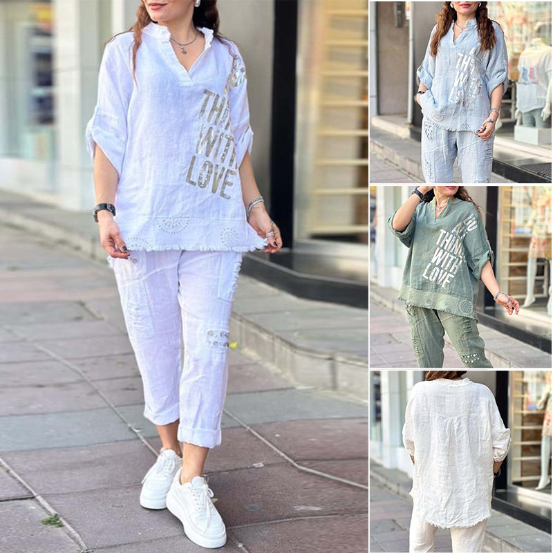 Women's Casual Letter Printed Two-piece Set