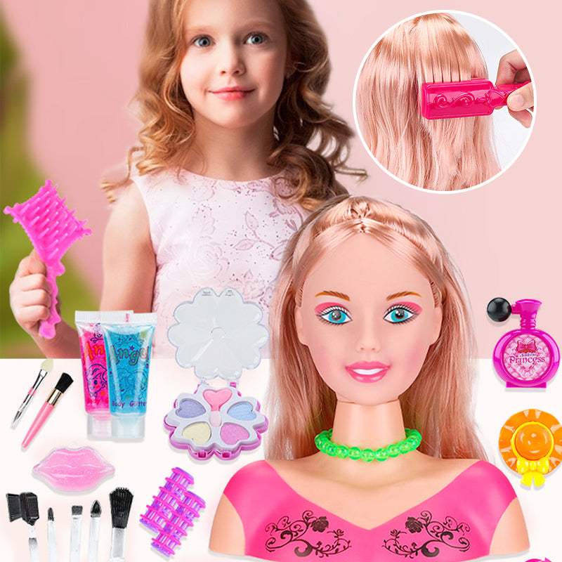 Makeup and Hair Styling Doll Head Toy Kit