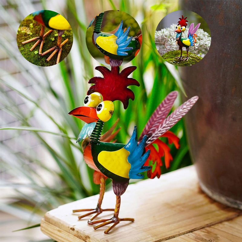 Funny garden rooster statue