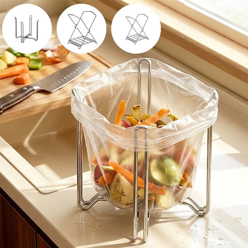 Foldable 304 Stainless Steel Trash Bag Holder