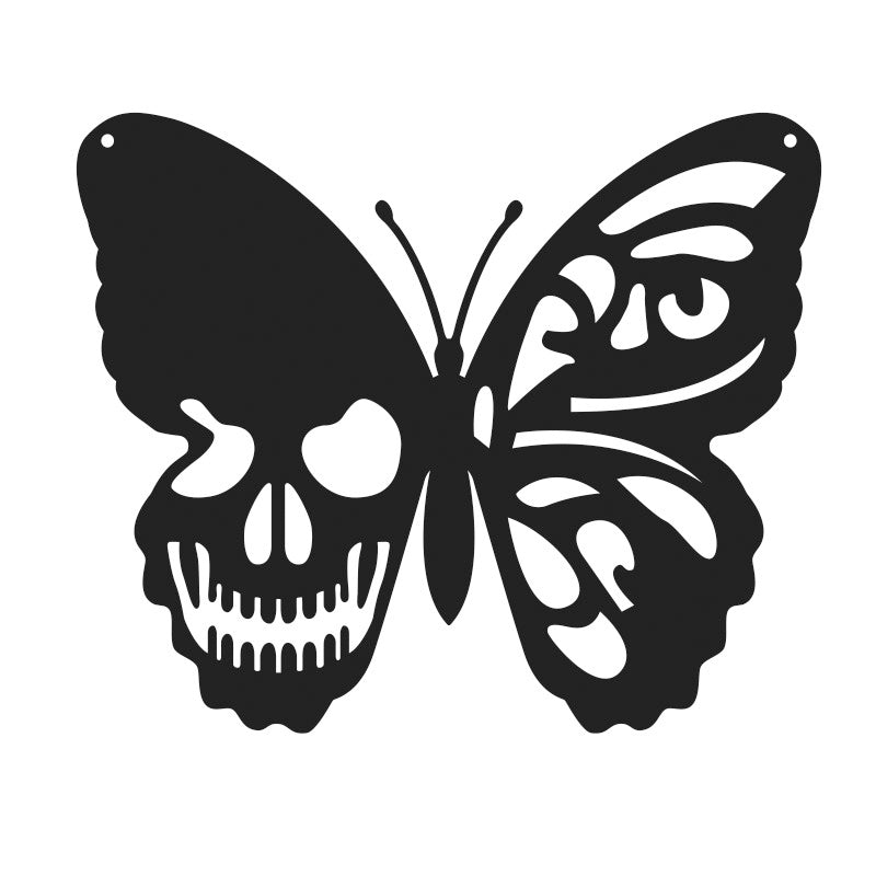 Metal Skull Butterfly Wall Decoration