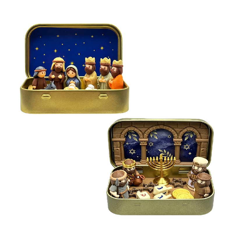 Mini Christmas Nativity Set in Tin Box
