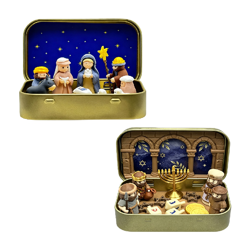 Mini Christmas Nativity Set in Tin Box