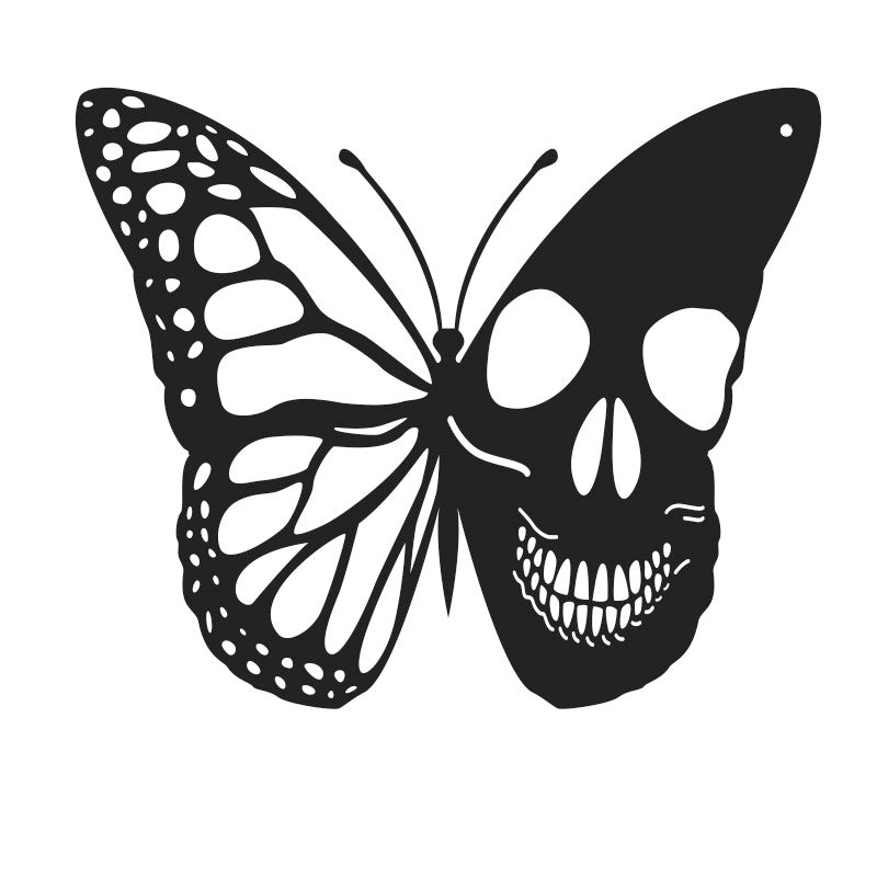 Metal Skull Butterfly Wall Decoration