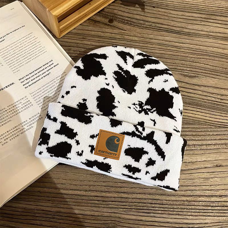 Cow pattern beanie