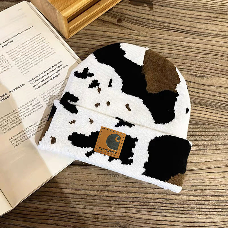Cow pattern beanie